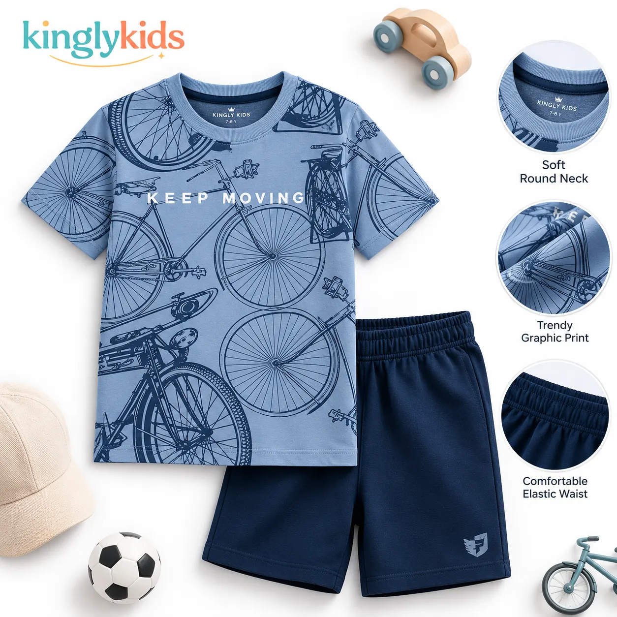 Boys Clothing Set Combo with T-Shirt & Shorts 
