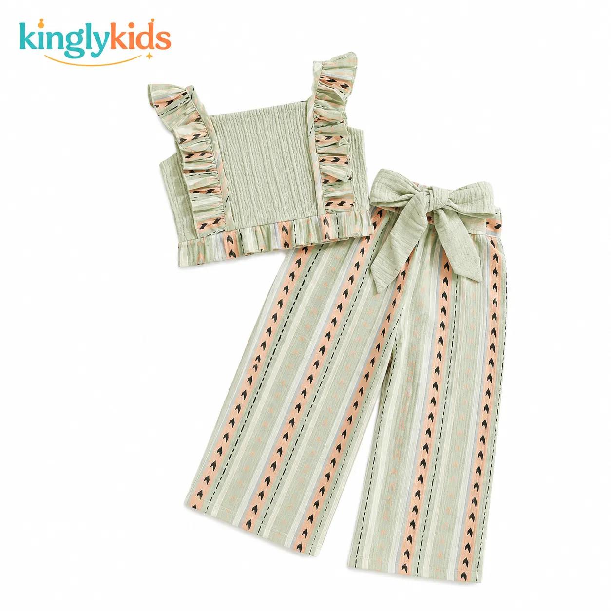 Kids Printed Polyester Two-Piece Set for Girls