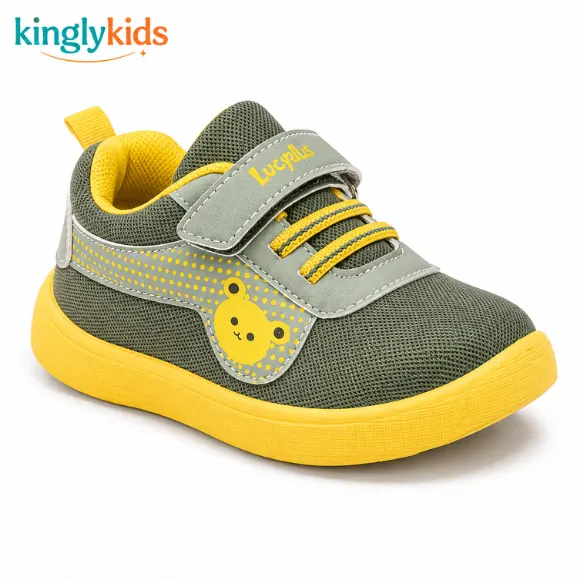 Green Printed Casual Shoes for Kids – Velcro Closure