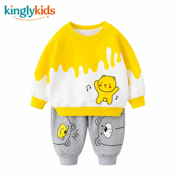 Cotton Full-Sleeve Sweatshirt & Pant Set for Baby Boys