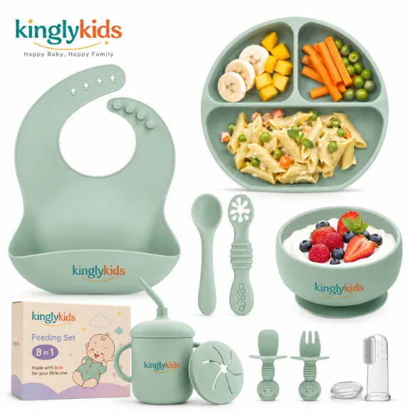 11-Piece Silicone Baby Feeding Set with Suction Tableware