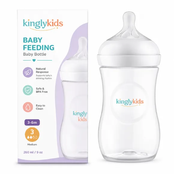 Natural Response Baby Feeding Bottle 260ml with Medium Flow Nipple