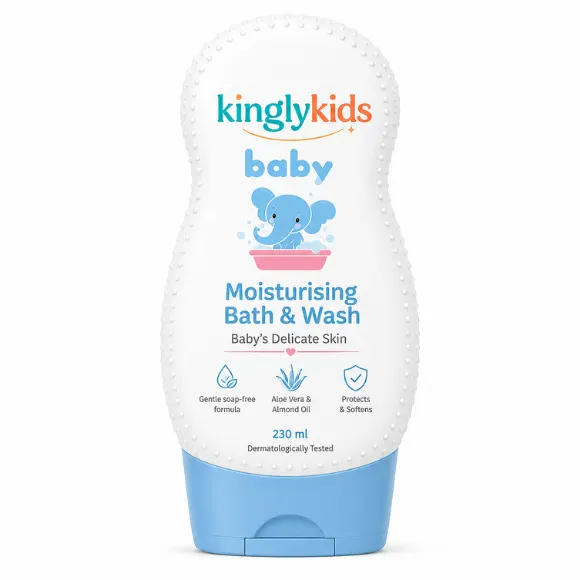 Baby Moisturising Bath & Wash with Aloe Vera & Almond Oil – 230 ml