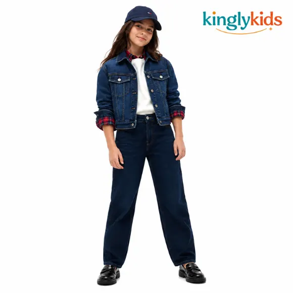 Girls' Cotton Denim Zip Jacket