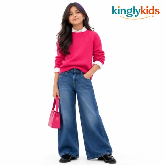 Cable Knit Cotton Sweater for Girls