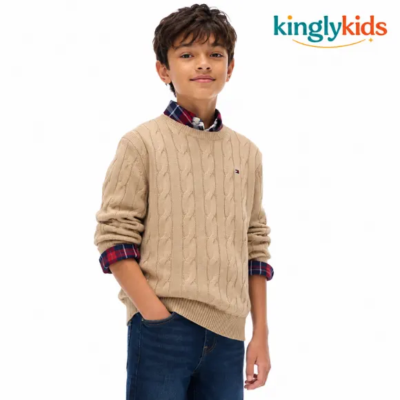 Cable Knit Cotton Sweater for Boys