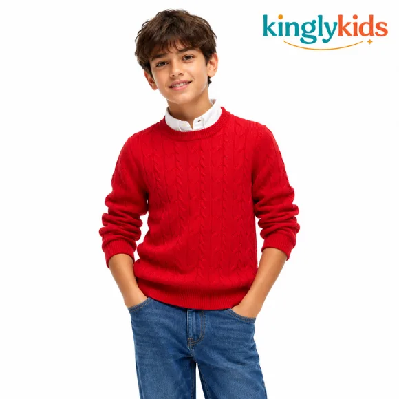 Cable Knit Cotton Sweater for Boys