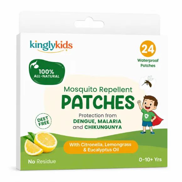  Natural Mosquito Repellent Patches with Citronella, Lemongrass & Eucalyptus Oils – 24 Patches