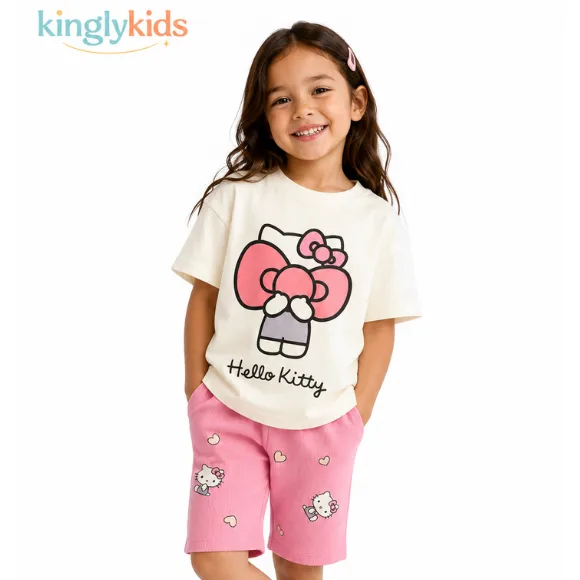 Cotton Printed T-Shirt & Shorts Set for Girls