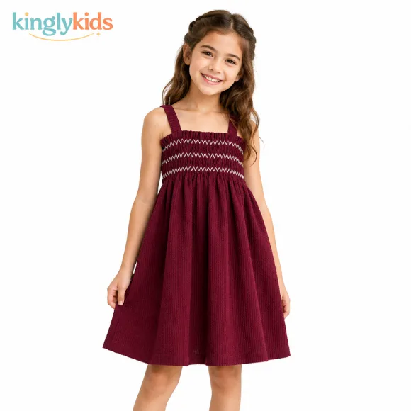 Smocked Strappy Midi Dress for Girls