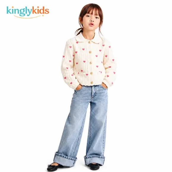 Superstretch Wide Leg Denim Jeans for Kids