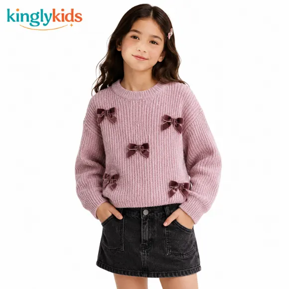  Girls Appliqué Knit Jumper with Front Design