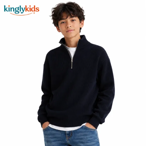 Cotton Half-Zip Jumper for Boys