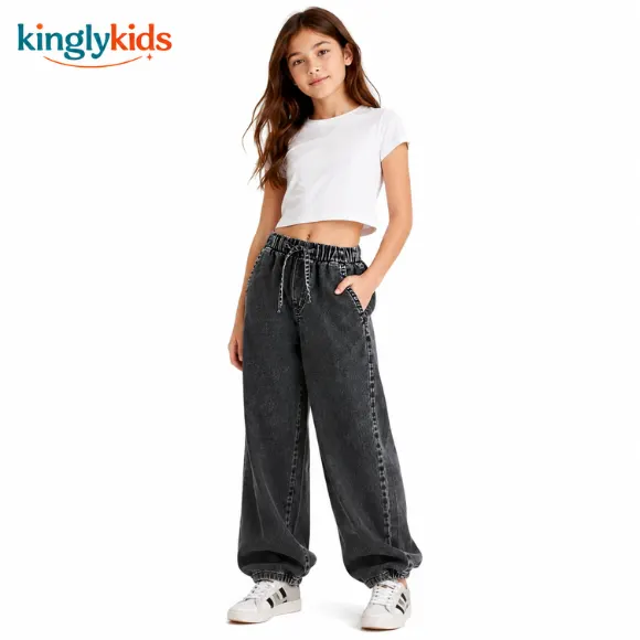 Wide-Leg Denim Joggers for Everyday Comfort