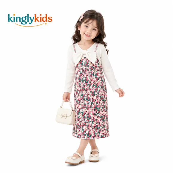 Floral Printed Crepe Sheath Dress for Girls