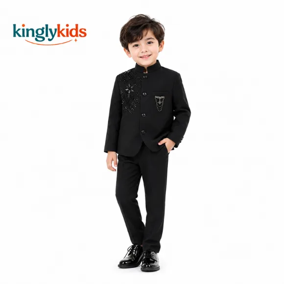 Embroidered Bandhgala Suit Set for Boys 