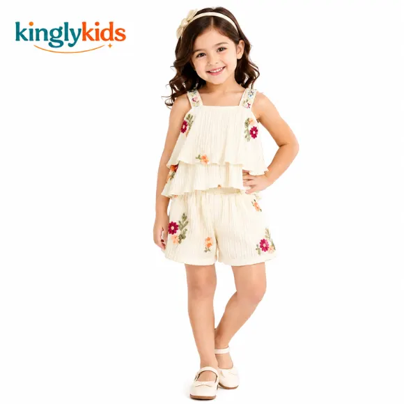 Girls Casual Top & Shorts Co-Ord Set