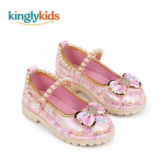 Girls Printed Wedge Pumps with Bows