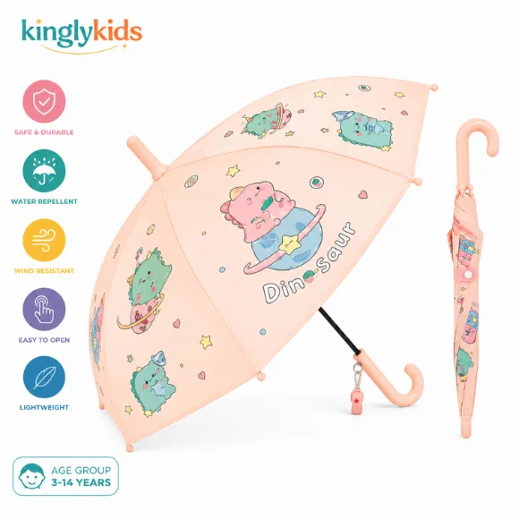 Automatic Cartoon Print Non-Foldable Umbrella